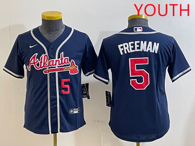 Youth Atlanta Braves #5 Freeman Blue Game 2025 Nike MLB Jersey style 2->youth mlb jersey->Youth Jersey